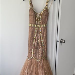 Mermaid gold  prom  dress